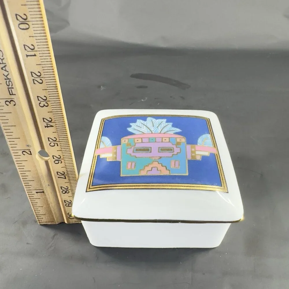 Ceramic Trinket Box‎ Jewelry Holder With Lid Kachina Tribal Decorative Container
